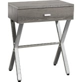 24" Accent Table or Nightstand in Dark Taupe & Chrome